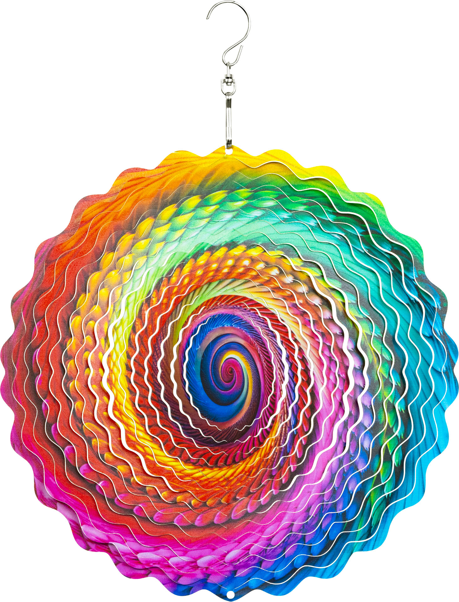 METAL HANGING WIND SPINNER: 3D COLOR SWIRL