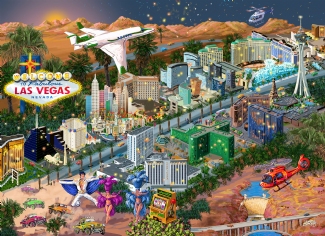 WOODEN CITY PUZZLE: WELCOME TO LAS VEGAS M